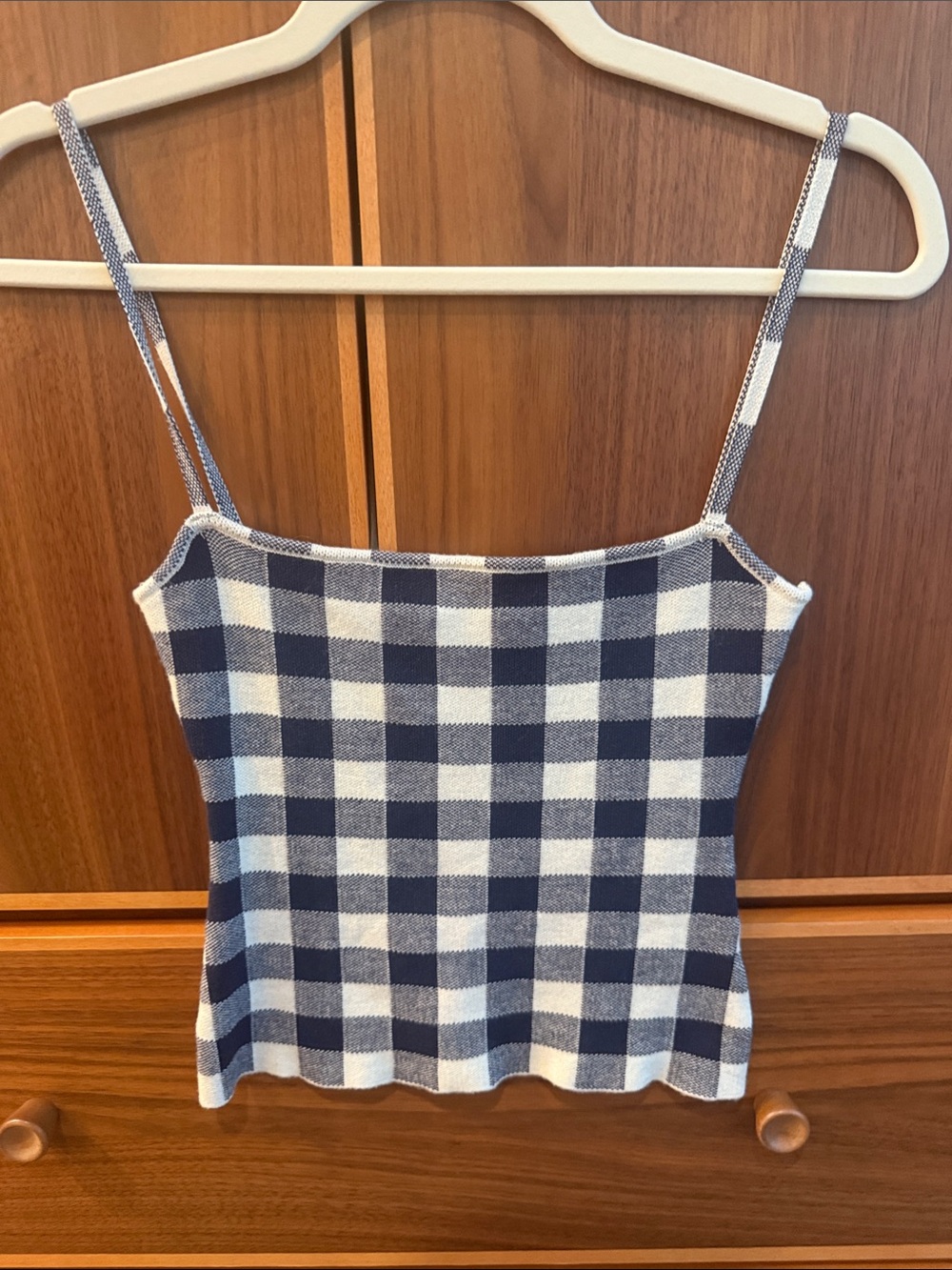 Meshki Navy and White Gingham Knit Cami